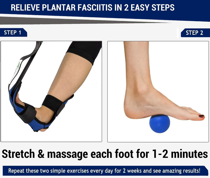 [Australia - AusPower] - Lumia Wellness Foot and Leg Stretcher with Carry Bag and Massage Ball - for Plantar Fasciitis, Achilles Tendinitis, Yoga Foot Leg Ankle Stretch Strap, Multi-Loop Stretching Blue 