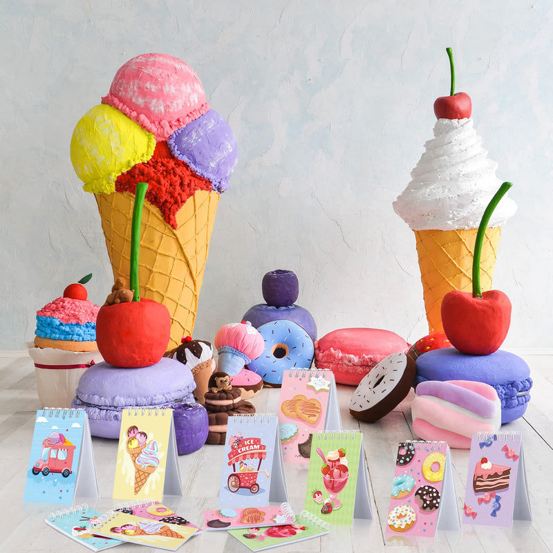 [Australia - AusPower] - 24 Pack Ice Cream Party Favors, Mini Ice Cream Spiral Notebooks Prize Pinata Fillers Goodie Bag Stuffers Teacher Classroom Rewards Supplies for Sweet Summer Dessert ice Cream Donut Birthday Party 