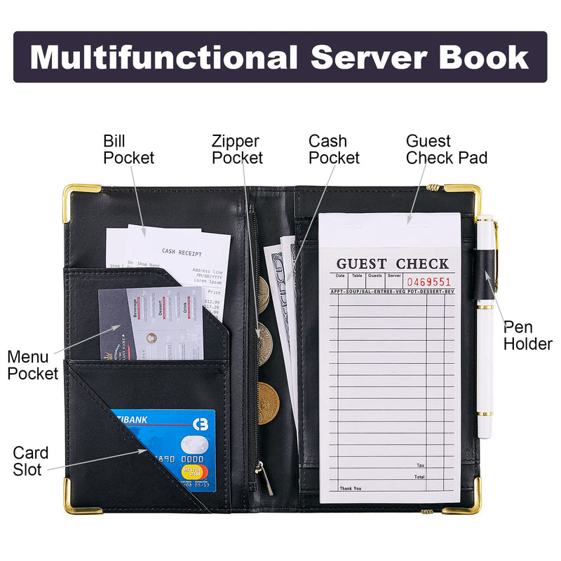 [Australia - AusPower] - Server Book, Bienbee Waitress Book Black Server Books for Waitress Waiter Book with Money Zipper Pocket Serving Book Server Notepad Waitress Waiter Accessories (B-Blue Mandala) B-Blue Mandala 