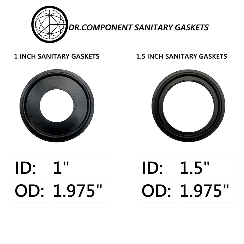 [Australia - AusPower] - DR.COMPONENT 1.5" Sanitary Standard Tri-Clamp Gaskets (Pack of 25), Black EPDM 1-1/2"-EPDM/25PCS 