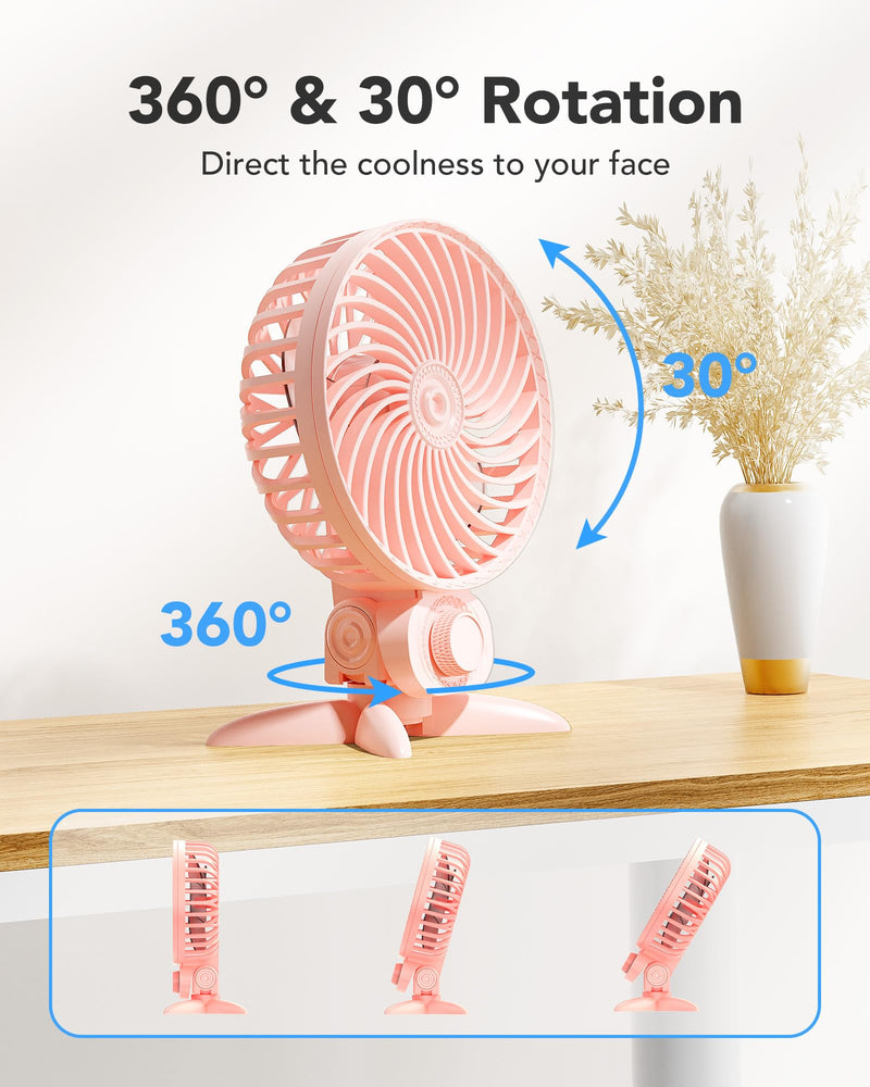 [Australia - AusPower] - AaoLin USB Small Fan, Desk Fans with CVT Variable Speeds, Strong Cooling Airflow, Quiet Portable, Desktop Mini Personal Fan for Room, Home,Office, Bedroom-USB Powered Pink 