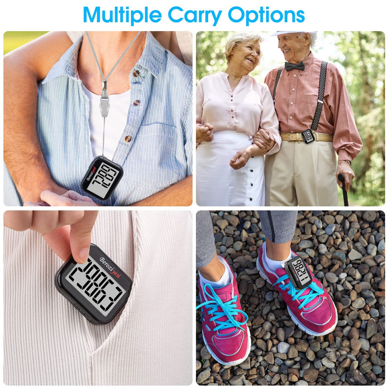 [Australia - AusPower] - 3D Pedometer for Walking, Simple Step Counter for Walking with Removable Clip and Lanyard, Accurate Pedometers for Steps, Step Tracker with Large Display for Men Women and Kids 