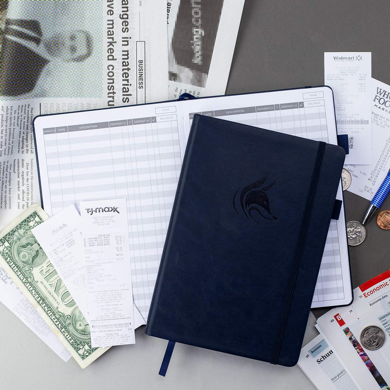 [Australia - AusPower] - Clever Fox Check Register – Deluxe Checkbook Log with Check & Transaction Registers, Bank Account Register Booklets for Personal and Work Use, A5 Hardcover - Dark Blue A5 (5.8'' x 8.3'') 