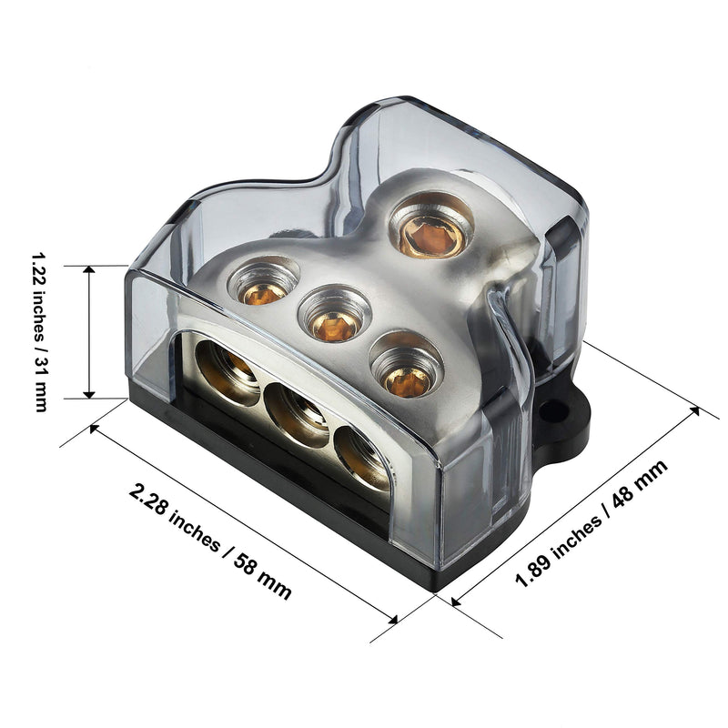 [Australia - AusPower] - Freajoin 0/2/4 AWG Gauge Power Distribution Block 1/0 Gauge in -3 x 4 Gauge Out 1/0 GA In to (3) 4 GA Out 