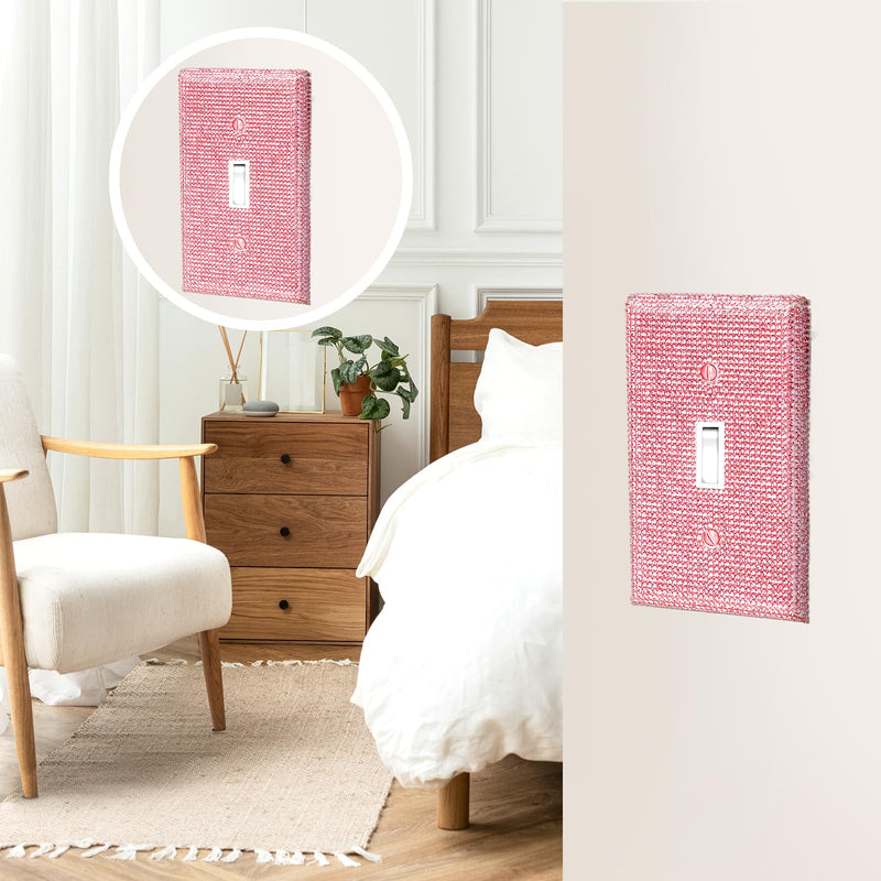 [Australia - AusPower] - Pink Light Switch Cover Pink Shiny Wall Plate Cover Rhinestones Outlet Covers Decorative Bling Switch Cover Rhinestone Light Switch Cover Shiny Single Light Switch Decorative Cover 