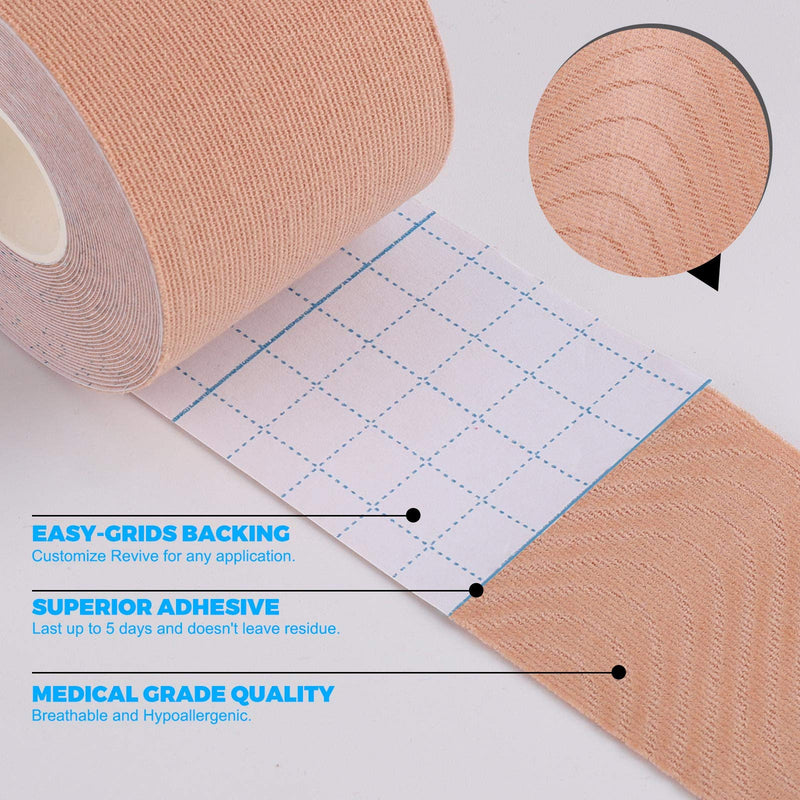 [Australia - AusPower] - Kinesiology Tape (4 Pack) Athletic Tape 16.4ft Water Resistant Kinetic Uncut Sports Tape for Knees, Ankles, Shoulder, Pain Relief, Injury Recovery and Physio Therapy 4 Rolls Blue 