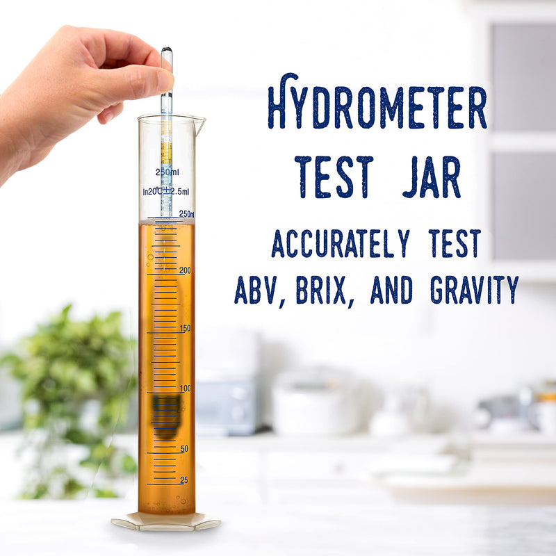 [Australia - AusPower] - Fermentaholics Hydrometer Test Jar & Measuring Cylinder - Test Homebrewed Beer, Wine, Mead, Cider, & Fermented Beverages – Easy to Use & Read - 250 ML - Heat Resistant Up to 121° Celsius 