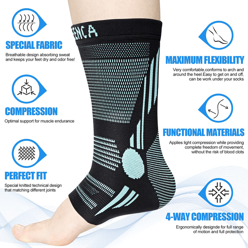 [Australia - AusPower] - NEENCA Professional Ankle Brace Compression Sleeve (Pair), Ankle Support Stabilizer Wrap. Heel Brace for Achilles Tendonitis, Plantar Fasciitis, Joint Pain,Swelling,Heel Spurs, Injury Recovery, Sports Blue Large 