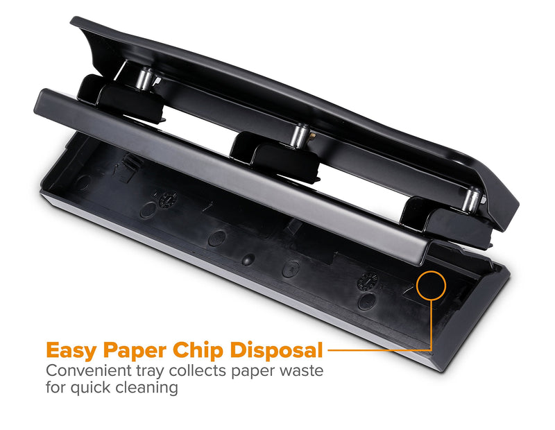 [Australia - AusPower] - Bostitch Office 3 Hole Punch, Durable Metal,Rubber Base, 12 Sheets, Black (KT-HP12-BLK), 1 Pack 