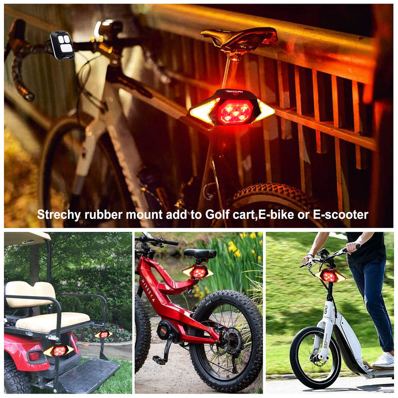 [Australia - AusPower] - Best Bike Turn Signals Rechargeable Rear Bicycle Light Smart Wireless Remote Control Luces Para Bicicleta Waterproof 2022 Brightest Bike Indicators fit Handlebars, Saddle Rears, Cargo Carrier Red flashing Bike Tail Light with Turn Signals Wireless 