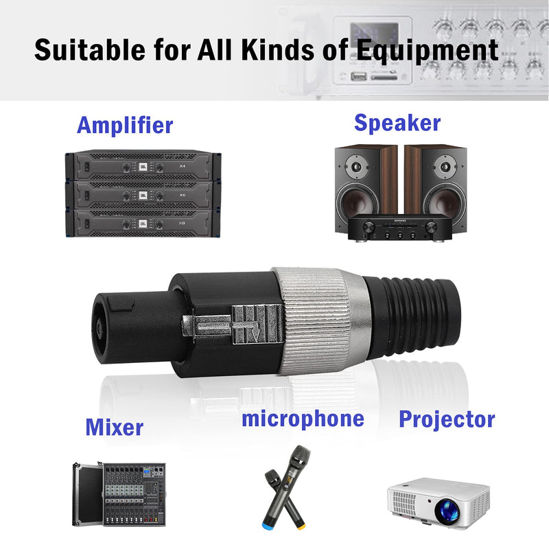 [Australia - AusPower] - PNGKNYOCN Audio Speaker Plug Kit，NL4 4 Pole Locking Speakon Cable Mount Connector for Audio Adapter Amplifier Mixer（4-Pack） 