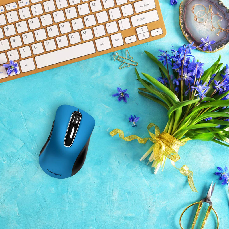 [Australia - AusPower] - memzuoix 2.4G Wireless Mouse, 1200 DPI Mobile Optical Cordless Mouse with USB Receiver, Portable Computer Mice Wireless Mouse for Laptop, PC, Desktop, MacBook, 5 Buttons, Blue 