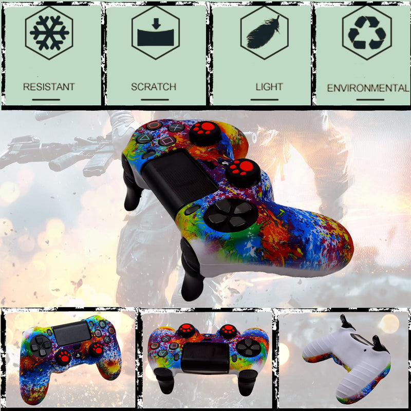 [Australia - AusPower] - Silicone Skin for Ps4 Controller, 2pcs Anti-Slip Shell Cover Case with 10 Joystick Grips, 2 Pairs L2 R2, 4pcs Led Light Bar Skin for Playsation 4/ Slim/Pro Dualshock 4 Controller Wireless Gamepad PS4 controller #4 