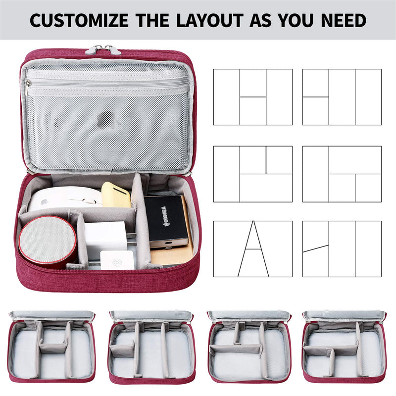 [Australia - AusPower] - Travel Cable Organizer Bag, Electronic Accessories Case Portable Double Layer Cable Storage Bag for Cord,Phone,Charger, Flash Drive, Phone, SD Card,Personal Items - (Red) S Red 