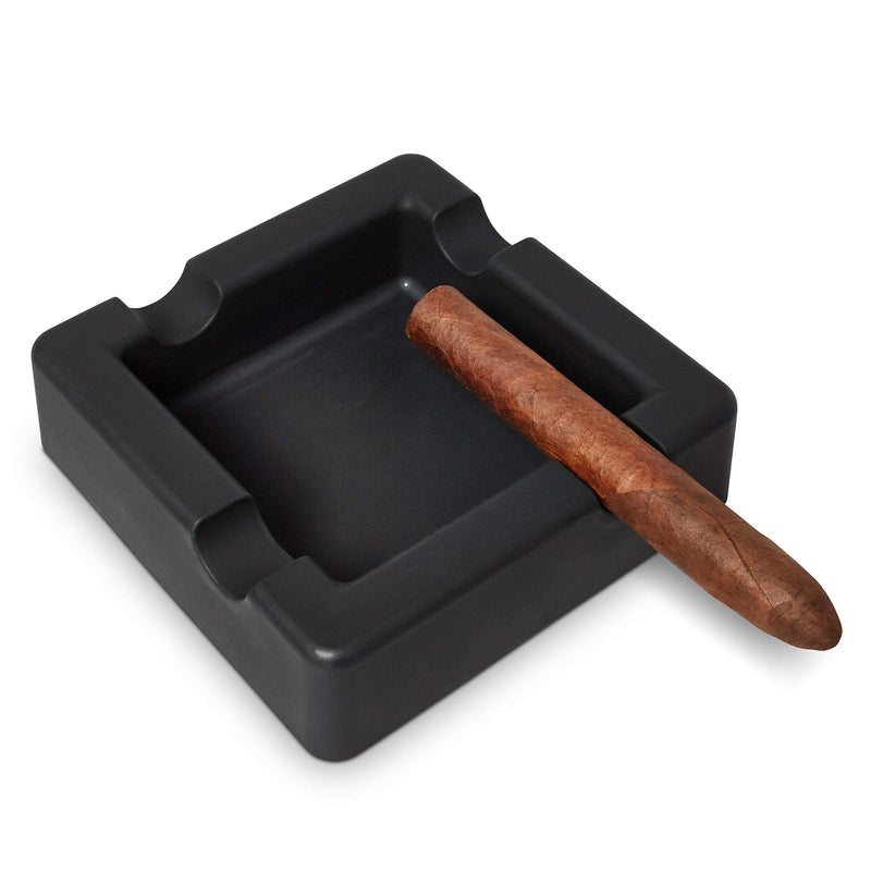 [Australia - AusPower] - FairleeCove Cigar Ashtray for Large Gauge Cigars - Wide Shelf - Deep Bowl - Unbreakable Silicone – Sturdy Indoor Outdoor Cigar Ashtrays for Patio Deck Pool Black 