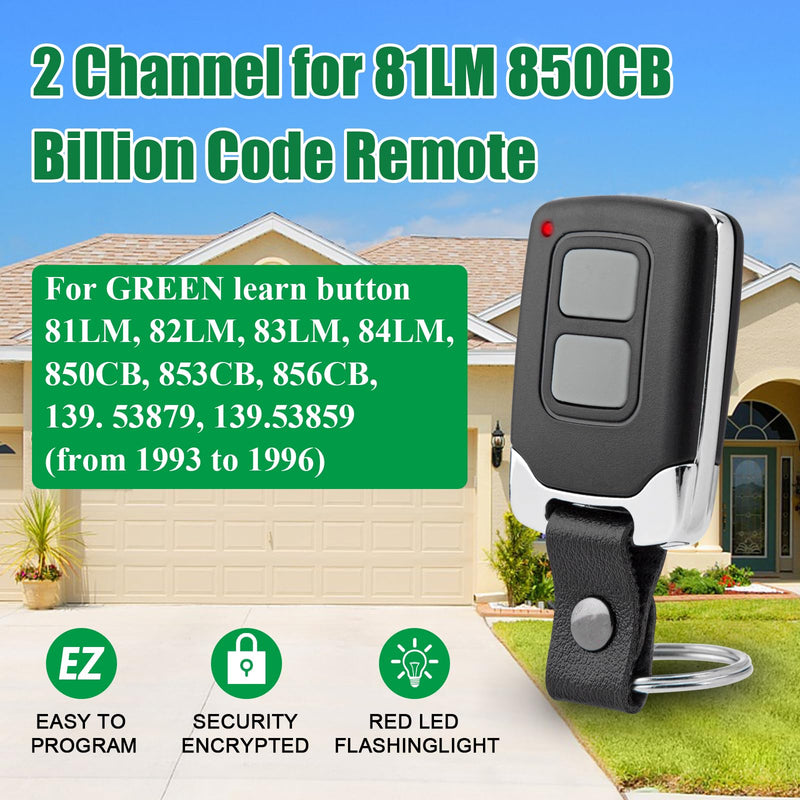 [Australia - AusPower] - LAWOHO 81LM 61LM 850CB Billion Code Mini Keyring Remote for Green Learn Button Liftmaster Chamberlain Sears Craftsman Garage Door Openers 2 Pack 