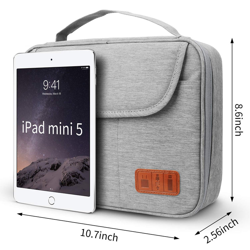 [Australia - AusPower] - HOLIMET Cable Organiser Bag,Electronic Accessories Bag Double Layer for Travel Waterproof Cord Storage Organizer Bag for iPad, Kindle, Hard Drives, Cables, Chargers,Power Bank and More(Grey) GRAY-L 