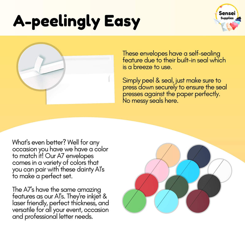 [Australia - AusPower] - 55 3 ⅝ x 5 ⅛ White RSVP Small Envelopes - A1 - For Weddings Response Cards, Baby Showers, Thank You Notes, Photos and any 3” x 5” inserts - W/Peel, Press & Self Seal - Square Flap A1 55 Pack 