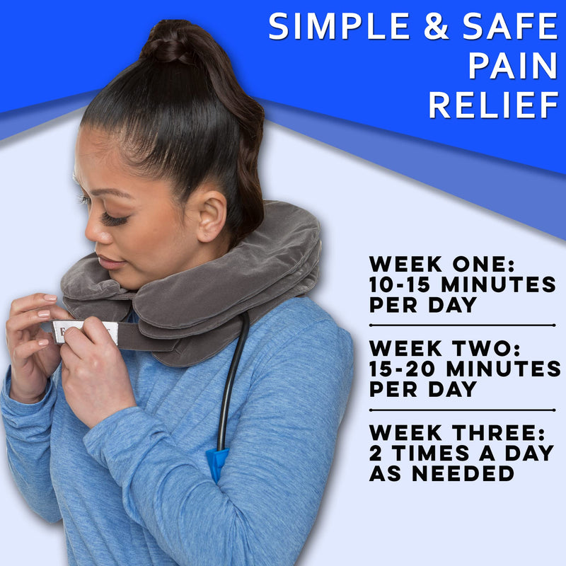 [Australia - AusPower] - Cervical Neck Traction Device by EverRelief - Inflatable Neck Stretcher Collar for Instant Neck & Shoulder Decompression - US Owned & FDA Registered Support Brace for at Home Neck Pain Relief 