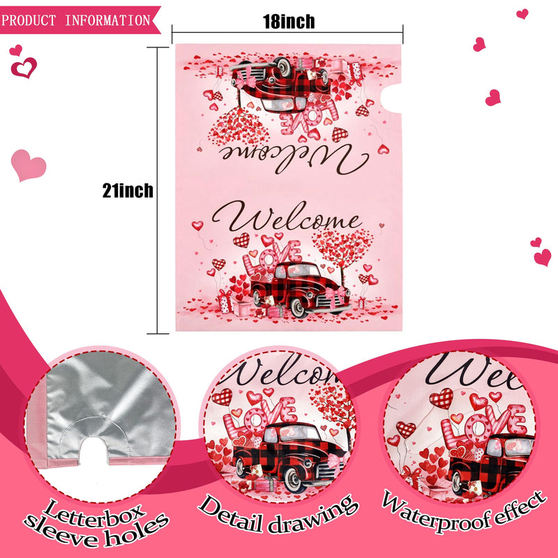 [Australia - AusPower] - Valentine's Day Mailbox Cover Magnetic Welcome Love Heart Truck Mailbox Wraps Post Letter Box Cover for Garden Yard Home Decor Standard Size 21" x 18" Valentine's Day 