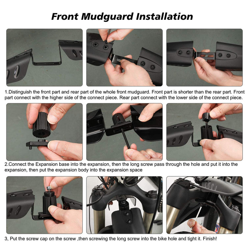 [Australia - AusPower] - TAGVO Bike Mudguard Set for 24/26/27.5 inch, 3 Parts-Universal Full Cover Thicken Widen Bicycle Fenders Set Mountain Bike Front and Rear Mud Guard Adjustable Bike Fender Mudflap for MTB Road Bike black 
