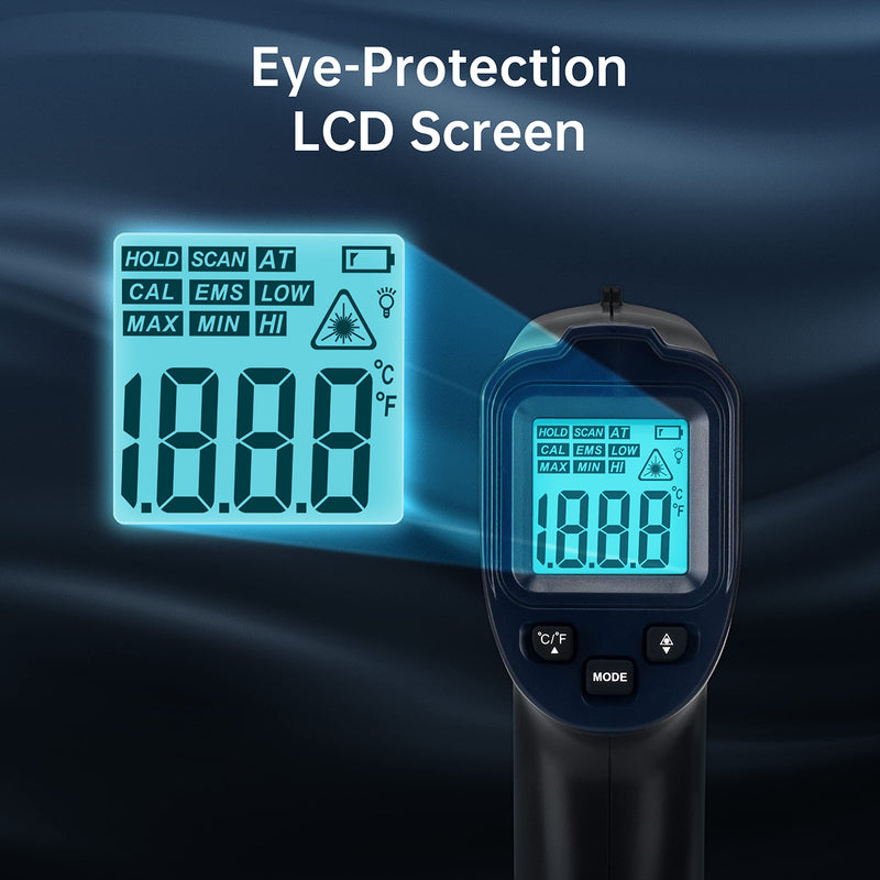 [Australia - AusPower] - ERICKHILL Infrared Thermometer, -50°C~600°C /(-58°F~1112°F) Temperature Gun Non-Contact Digital Laser Thermometer with Adjustable Emissivity Temp Alarm Cooking Rook Repairs, Blue -50°C~600°C /(-58°F~1112°F) 
