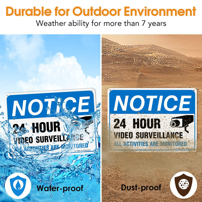 [Australia - AusPower] - Video Surveillance Sign, All Activities Are Monitored - 2/4 Pack - 7 x 10 Inches Rust Free .040 Aluminum Reflective - UV Protected, Waterproof, Weatherproof and Fade Resistant - 4 Pre-drilled Holes 10"x7"-2 park 