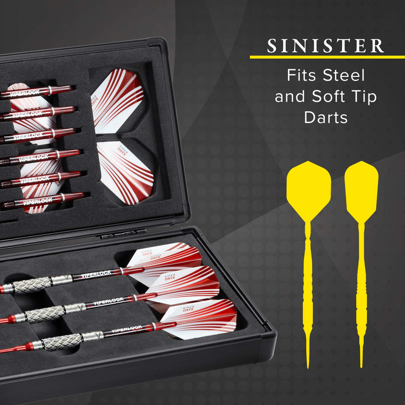 [Australia - AusPower] - Casemaster Sinister Magnetic Aluminum Dart Case with Precision Cut Space to Hold 3 Steel Tip or Soft Tip Darts and Extra Flights, Shafts and Tips, Magnetic Latch Keeps Case Closed Tight 