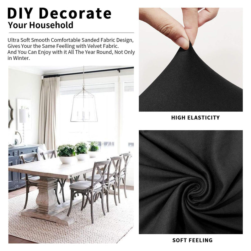 [Australia - AusPower] - Gute Chair Seat Covers, Dining Room Chair Seat Covers with Ties, Stretch Solid Chair Covers Protectors for Dining Room Kitchen Chairs (Set of 4, Black) Solid - 4PCS 