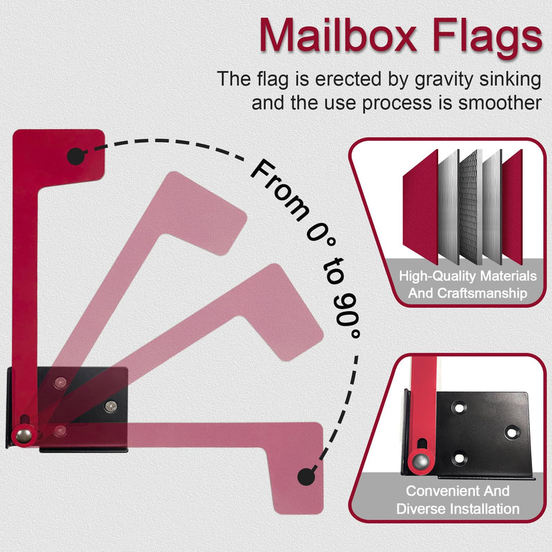 [Australia - AusPower] - Reagia Professional Mailbox Flag, Durable Galvanized Steel Mailbox Replacement Flag Kit, Easy Installation, No Tools Required Stick On Mailbox Flag, Mailbox Red Flag for Wall & Post Mount Mailboxes 
