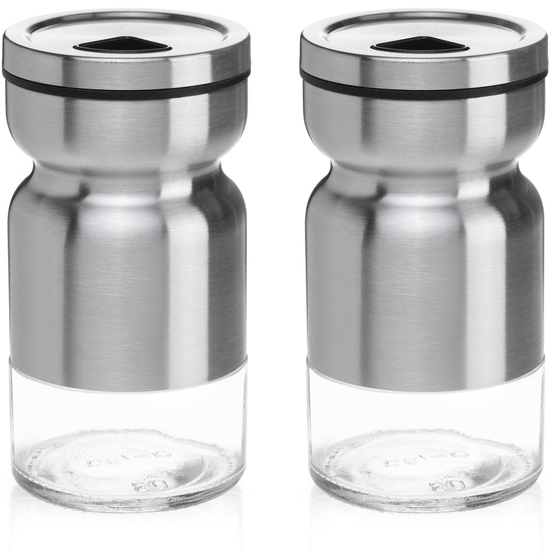 [Australia - AusPower] - CHEFVANTAGE Salt and Pepper Shakers Set with Adjustable Pour Holes - Stainless Steel 