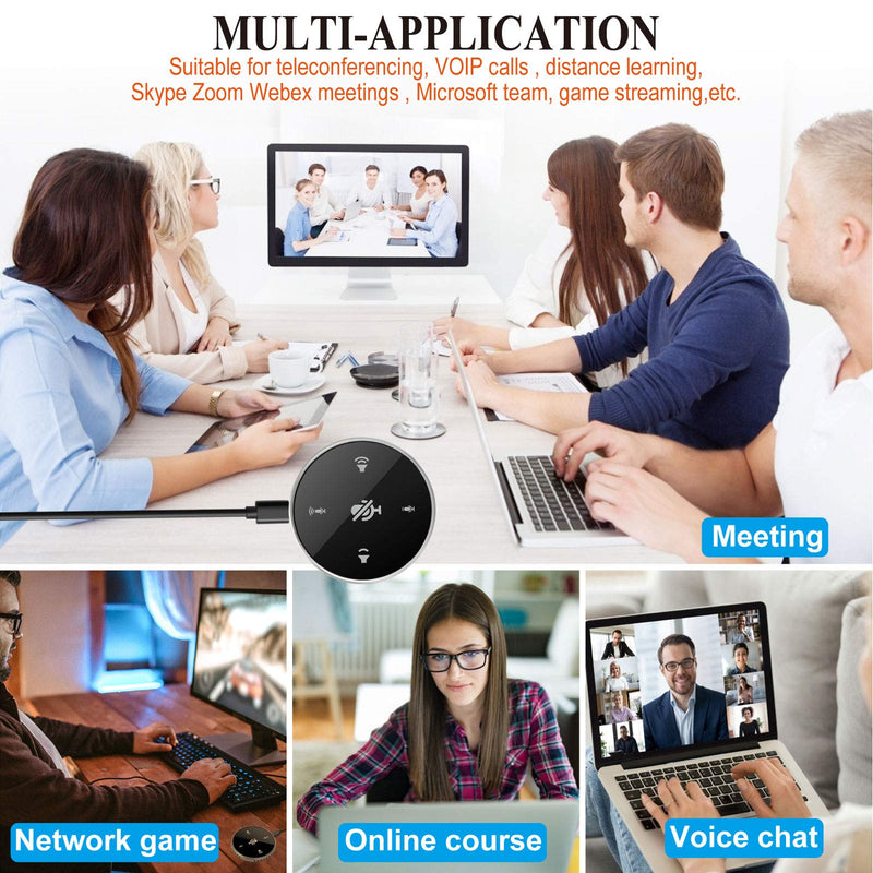 [Australia - AusPower] - USB Conference Microphone with Speaker,Omnidirectional Speakerphone Computer Mic with 360º Voice Pickup, Touch-Sensor Buttons to Mute/Volume for Streaming, Skype,VoIP Call, Webinar, Interview blank+white 