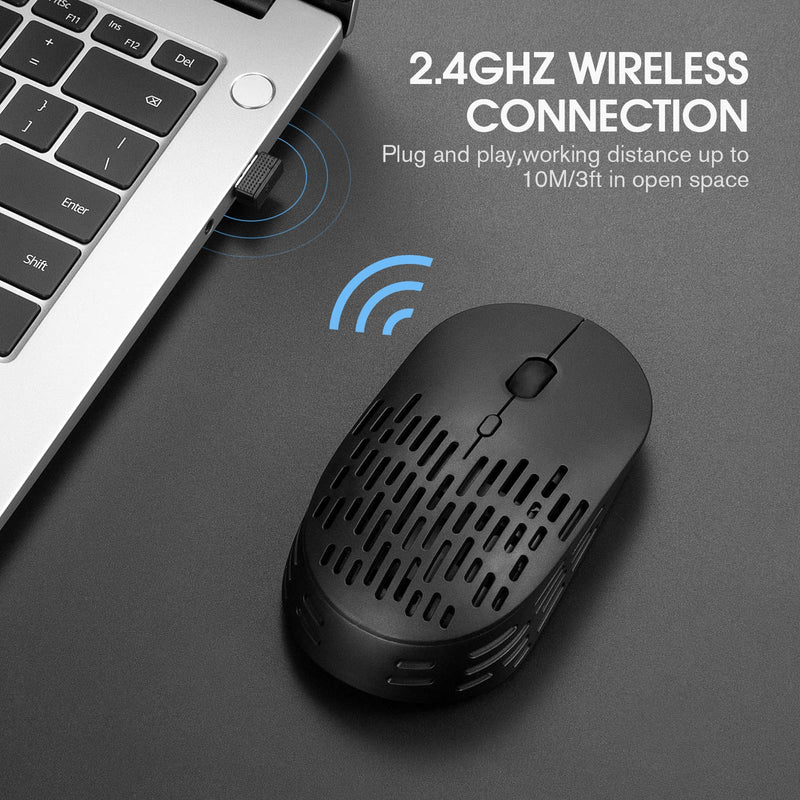 [Australia - AusPower] - Buletooth Mouse, Wireless Mouse, Rii Office Mice with USB Unifying Receiver for PC/Laptop, Rechargeable Silent Mouse for Macbook Pro/Chromebook, Backlit Optical Mouse for Windows-lightweight weatproof black 