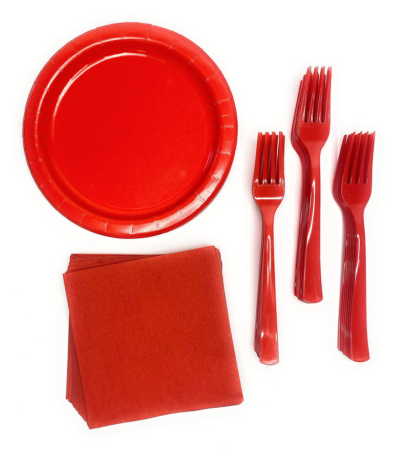 [Australia - AusPower] - Ravishing Red Party Supply Bundle for 24 Guests- Plates, Napkins, Forks by Walmart 