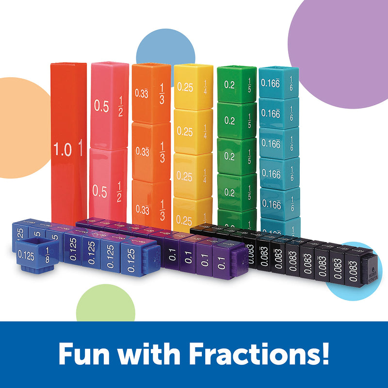 [Australia - AusPower] - Learning Resources Fraction Tower Equivalency Cubes - 51 Pieces, Ages 6+ Math Learning Toys for Kids, Math Classroom and Homeschool Accessories, Fractions Learning for Kids Activity Set 