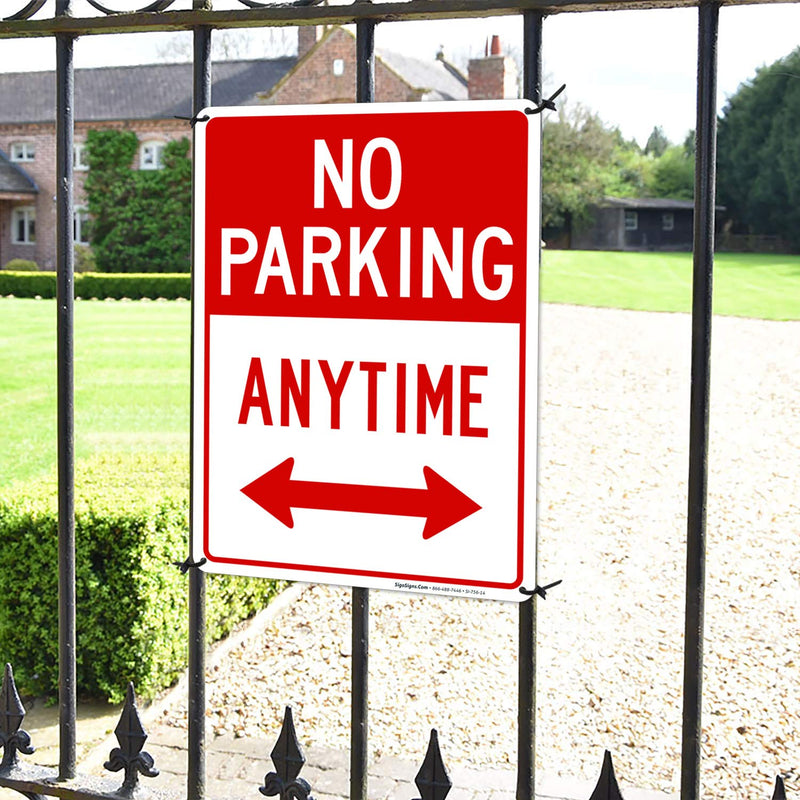 [Australia - AusPower] - No Parking Anytime Sign with Arrows, 10x14 Rust Free Aluminum, Weather/Fade Resistant, Easy Mounting, Indoor/Outdoor Use, Made in USA by Sigo Signs 