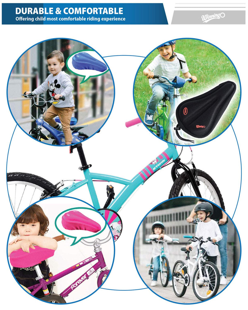 [Australia - AusPower] - WINNINGO Kids Bike Gel Seat Cushion Cover, Child Bike Seat Cover Comfortable Small Bicycle Saddle Pad Black 