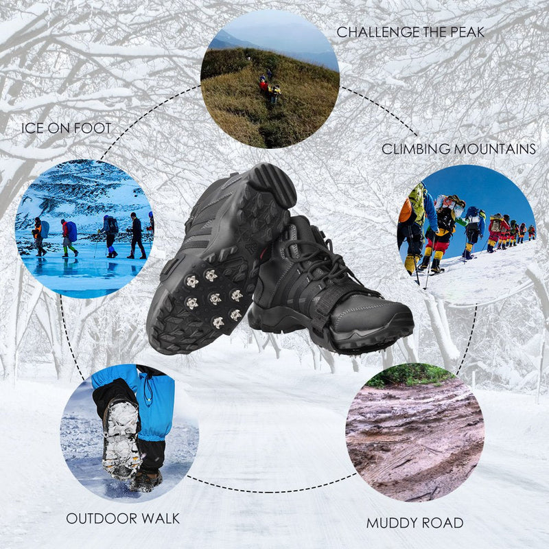 [Australia - AusPower] - FANBX F Crampon Traction Cleats Anti-Skid Traction Grips Crampons Spikes 7 Point Cleats for Footwear for Walking, Jogging, Hiking, Mountaineering Ice Snow Grips 
