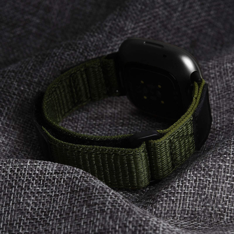 [Australia - AusPower] - V-MORO Nylon Band Compatible with Fitbit Versa 3 Bands/Fitbit Versa Sense Strap Men Woman Soft Woven Loop Strap Wristband Replacement for Fitbit Sense/Versa 3 Smartwatch Army Green 