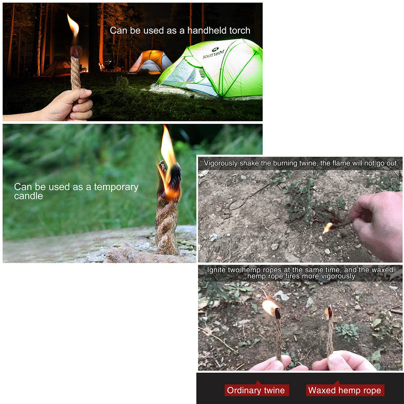 [Australia - AusPower] - GOLDACE100% Windproof, Rainproof and Moisture- Emergency Survival Tool Kits| Long-Lasting Fire Starters for Campfires| Camping Cooking Kindling Tinder| fire Rope Hemp core| Unlimited Shelf Life thick 4 