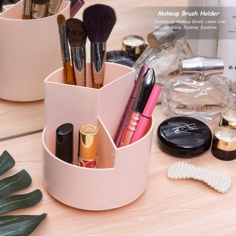 [Australia - AusPower] - Siveit Rotating Pen Holder, 3 Slots 360-Degree Spinning Pencil Pen Desktop Organizer Cute Pencil Cup Pot for Home, Office, Kids (Peach Pink) 