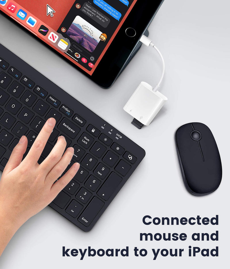 [Australia - AusPower] - USB Adapter for iPhone/iPad,Fubiaofei LᎥghtnᎥng to USB Female OTG Adpater,USB3 to iPad Adapter with Charging Port,Supports FlashDrives,MIDI,SD Card Reader and Mouse,Plug&Play 