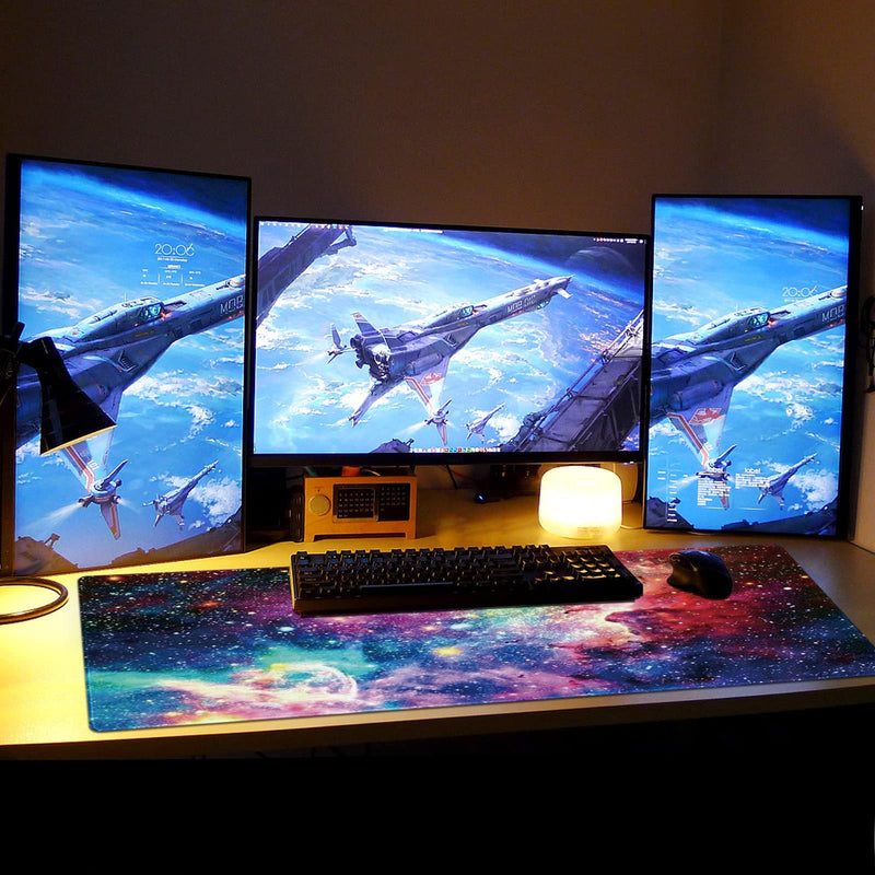 [Australia - AusPower] - ZYCCW Large Gaming Mouse Pad, Oversized Extended Mat Desk Pad Keyboard Pad (31.5"x11.8"x0.15") Thick Non-Slip Rubber Stitched Edges(Space Galaxy Nebula)… 