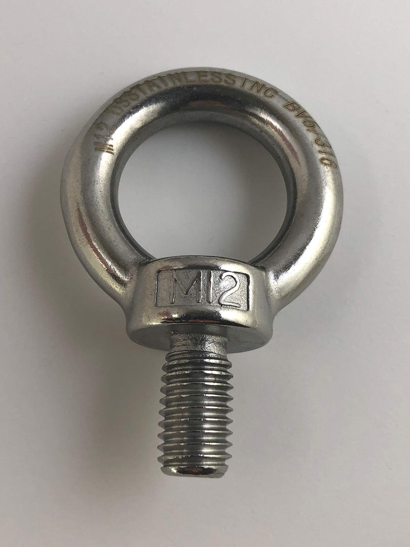 [Australia - AusPower] - 2 Pieces Stainless Steel 316 Lifting Eye Bolt 12mm M12 Marine Grade 
