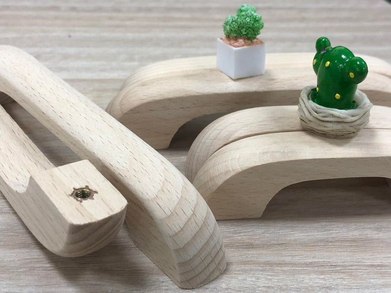 [Australia - AusPower] - Tsnamay 6Pcs Unfinished Wood Drawer Knobs Pulls Handles,Unpainted Paintable Wooden Handles Cupboard Closet Drawer Handle Pull,Length 3.66",Hole Dis.2.52" 6 H 2.52"/64mm 