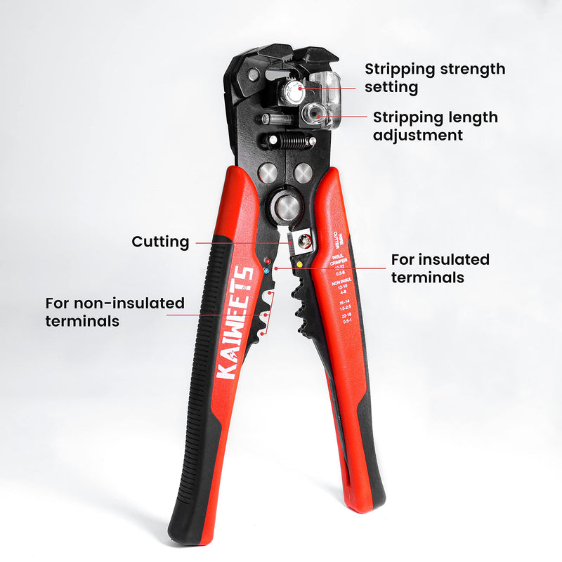 [Australia - AusPower] - KAIWEETS Self Adjusting Wire Stripper - 3 in 1 Heavy Duty Automatic Wire Stripping Tool | 10-24 AWG Wire Cutter for Electrical Cable Cutting, Crimping Tool 