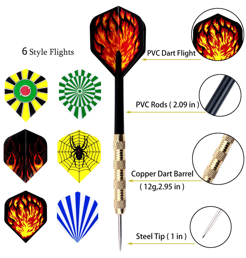 [Australia - AusPower] - MAXMAU Steel Tip Darts Set,Professional Darts Metal Tip,Metal Darts for Dartboard,18 pcs 