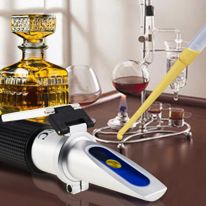 [Australia - AusPower] - Optics Alcohol Refractometer 0-80% Volume Percent ATC for Alcohol Liquor Production Spirit Alcohol Measurement Ethanol with Water Distilled Beverages Winemakers with Extra LED Light & pipettes 