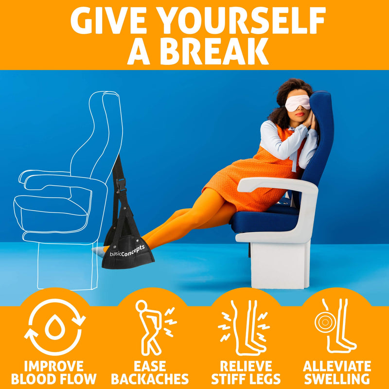 [Australia - AusPower] - Airplane Foot Hammock (Memory Foam), Perfect Airplane Footrest to Relax Your Feet | Foot Hammock for Airplane Travel Accessories, Desk Foot Hammock, Travel Foot Rest, Comfy Foot Hanger Airplane 1 Pack 