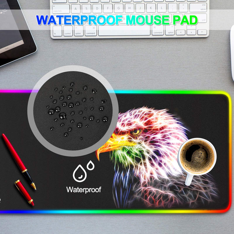 [Australia - AusPower] - RGB Gaming Mouse Pad - 14 Light Modes Extended Computer Keyboard Mat, Anime LED Mouse Pad Large，High-Performance Mouse Pad Optimized for Gamer 31.5 X 12in (Eagle Mouse pad) Eagle Mouse Pad 